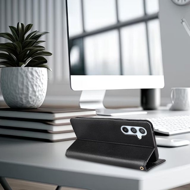 Protective Flip Leather Wallet Alogy Wallet Case Phone Shell for Samsung Galaxy A54 5G Black Glass