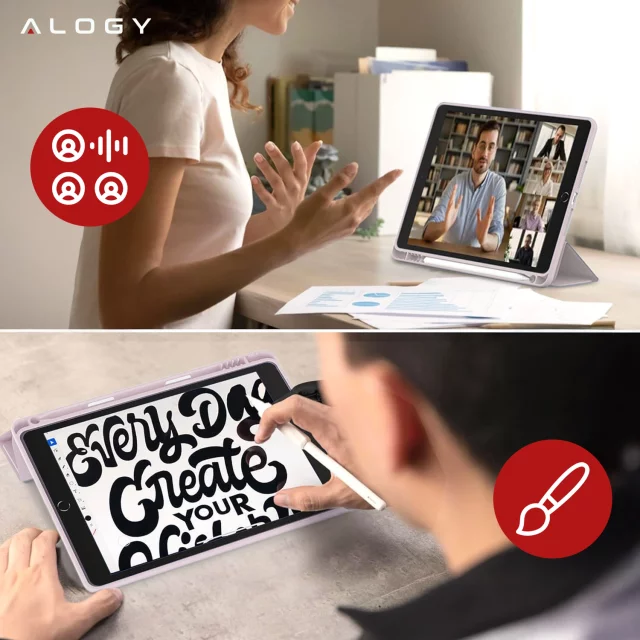 Pouzdro pro Apple iPad 10.2 9 Gen 8/7 2021/2020/2019 Chytré pouzdro na tužku Alogy TPU Kryt na tablet růžové sklo