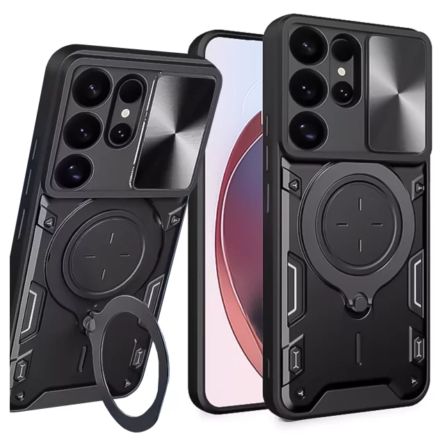 Etui do Samsung Galaxy S25 Ultra pancerne Slide Case Ring obudowa ochrona aparatu Alogy CamGuard Pro czarne