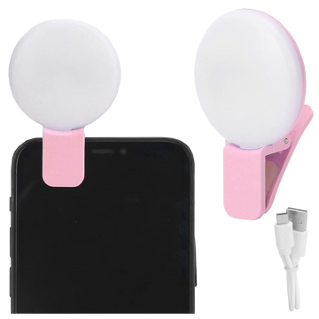 Alogy Mini Selfie Ring LED světelný klip pro nahrávání klipů do telefonu Růžový