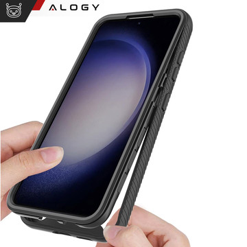 Schutzhülle für Samsung Galaxy S24, gepanzerte Abdeckung, Hydrogel-Displayschutzfolie, 360 Defense Pro Alogy, Schwarz