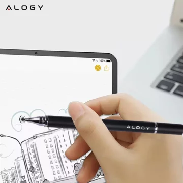 Kapacitní dotykový stylus Alogy 2 v 1 pro obrazovku telefonu a tabletu s perem Černá