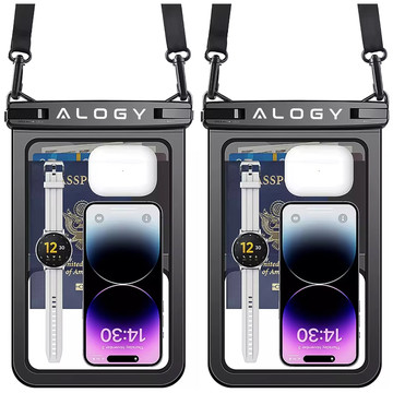 2x vodotěsné IPX8 vodotěsné pouzdro pro 6,7" telefon Double Case Alogy Waterproof Black