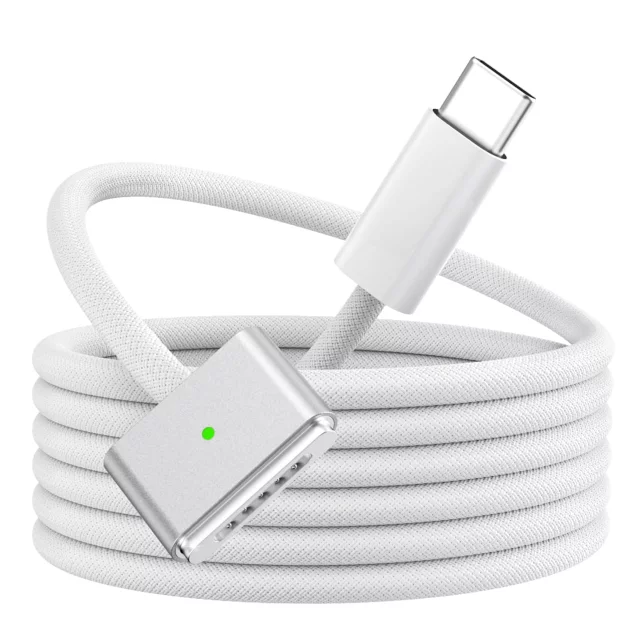 Kabel zasilający USB-C do MagSafe 3 – szybkie ładowanie 140W, przewód 2 m, do Apple MacBook, wytrzymały i bezpieczny – Alogy PowerLink™ Biały