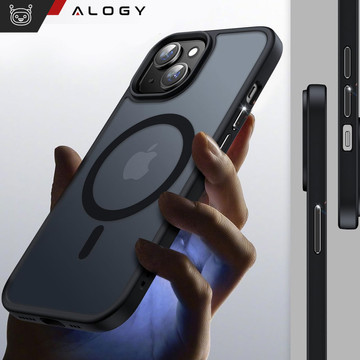 Case for iPhone 15 Plus MagSafe Matt Case Cover Matte Alogy Ring Armored Phone Case Black