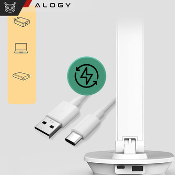 LED stolní noční lampa s QI 15W USB indukční nabíječkou pro čtecí stůl Časový spínač Alogy Desk White
