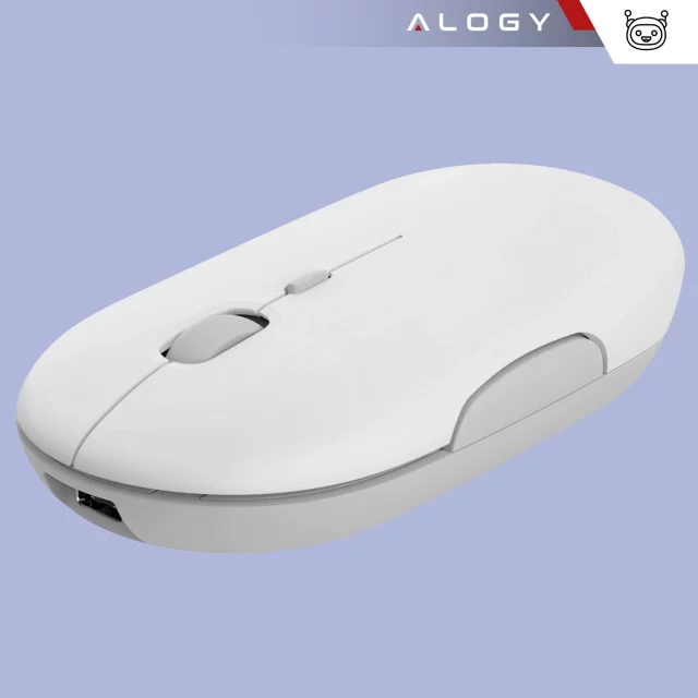 Alogy Wireless Mouse Ergonomic Small Mouse for Laptop PC Bluetooth 2.4GHz Silent White
