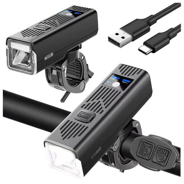 Bicycle lamp SUPER BRIGHT 8H LIGHTING front LED front bicycle light with BELL wired lighting 450LM 2000MAH waterproof bike light black