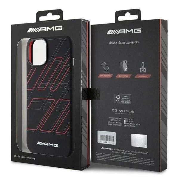 Etui do iPhone 15 AMG Silicone Rhombuses MagSafe czarne