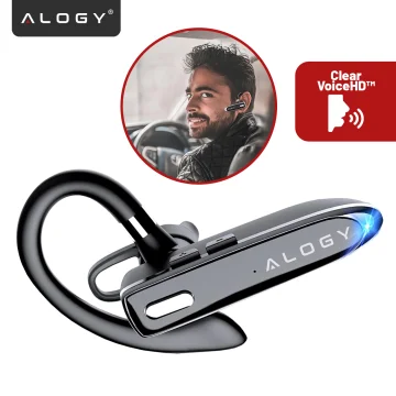 Słuchawka Bluetooth do rozmów – bezprzewodowa, Bluetooth 5.1, do 12h rozmów, z etui ładującym, lekka i wygodna dla kierowcy – Alogy DriveTalk™ Czarna