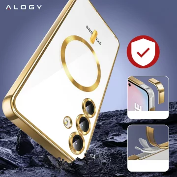 MagSafe Case for Apple iPhone 16 Pro Max Alogy Glamour Luxury Ring Case Gold-Transparent