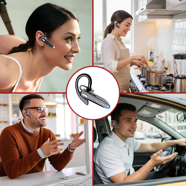 Słuchawka Bluetooth do rozmów – bezprzewodowa, Bluetooth 5.1, do 12h rozmów, z etui ładującym, lekka i wygodna dla kierowcy – Alogy DriveTalk™ Czarna