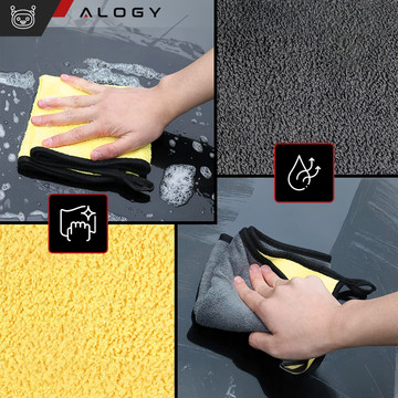 3x Cloth polishing cloth for screens microfiber 30x40 cm Double-sided velour towel for washing screens drying the car Alogy