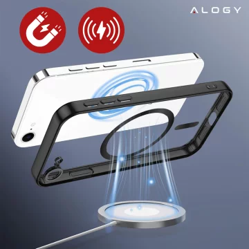 Apple iPhone 16e Alogy LuxeShield™️ Glamour Luxury Ring MagSafe Hülle mit Kameraabdeckung, Schwarz