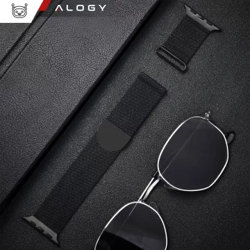 Alogy Stahlarmband für Apple Watch 42/44/45/49 mm Edelstahl Schwarz