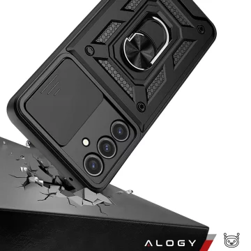 Case for Samsung Galaxy S25 armored Slide Case Ring housing camera protection Camshield Alogy black Glass