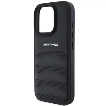 iPhone 16 Pro Max Case AMG Leather Debossed Lines Black