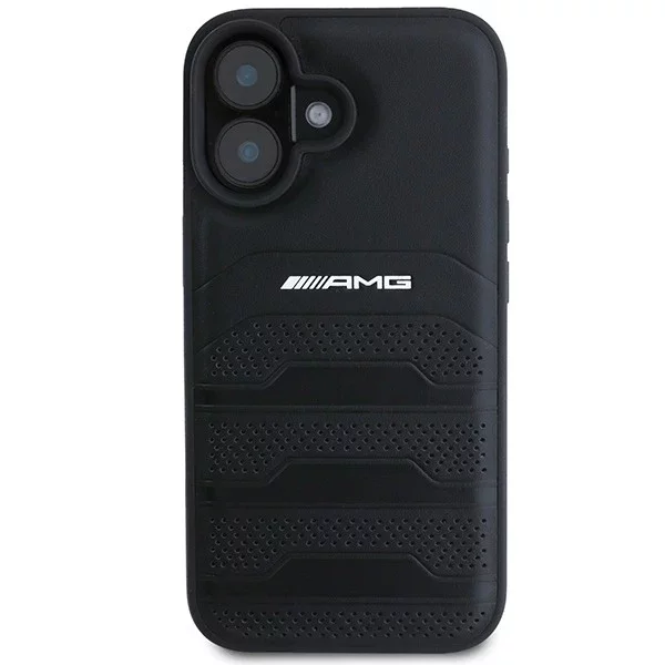 Etui do iPhone 16 AMG Leather Debossed Lines czarne