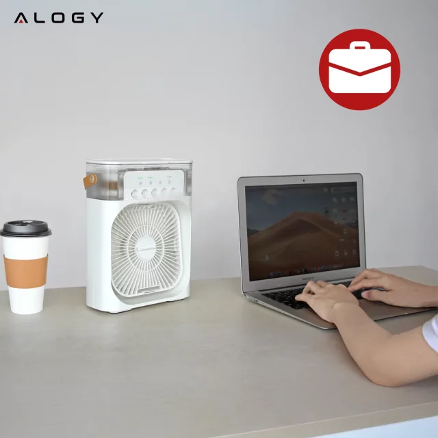 Stolní ventilátor stojící ventilátor malé oběhové čerpadlo s klipem bezdrátové ruční 500mAh USB-C Alogy White