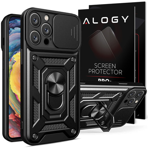 Alogy Camshield Stand Ring Case with Camera Cover for Apple iPhone 14 Pro Max Glass