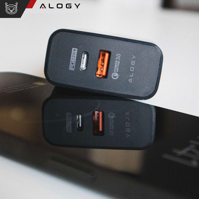 Alogy Quick Charge QC 3.0 USB-A USB-C PD fast charger 65W black