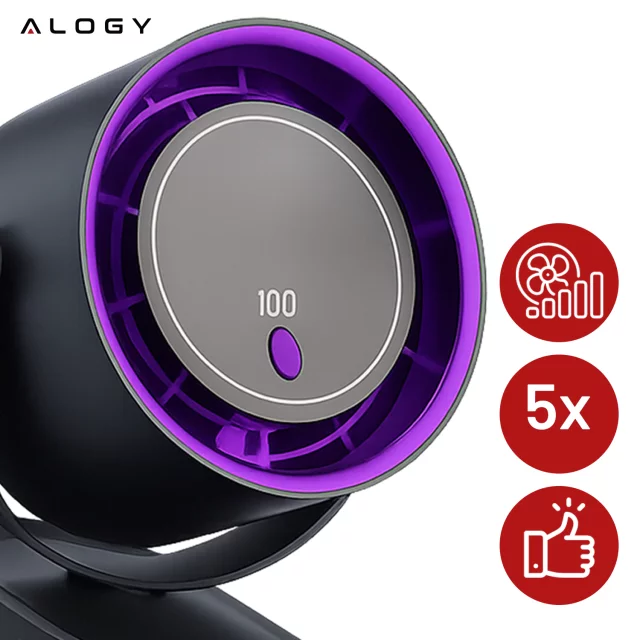 Fan Desk Fan Standing Small Circulator with Clip Cordless Handheld 500mAh USB-C Alogy White