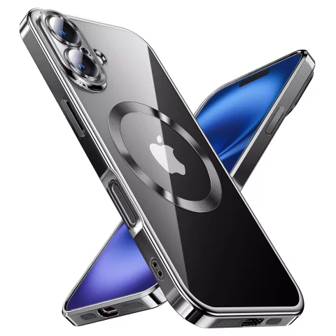Kryt MagSafe Case pro Apple iPhone 16 Alogy Glamour Luxury Ring černý a průhledný
