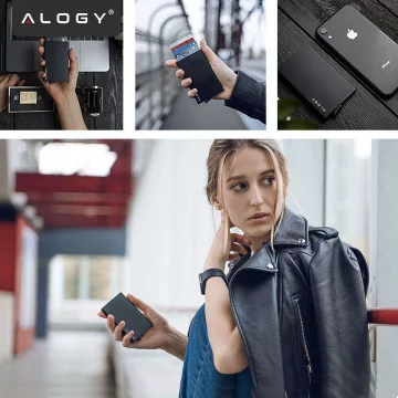 Alogy Anti-Diebstahl-Geldbörse RFID-Smartcard-Halter Schwarz