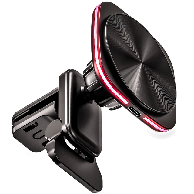 Uchwyt samochodowy na kratkę z ładowarką Mag Safe 15w do iPhone LED PD QC 3.0 do kratki wentylacyjnej auta Alogy czarny