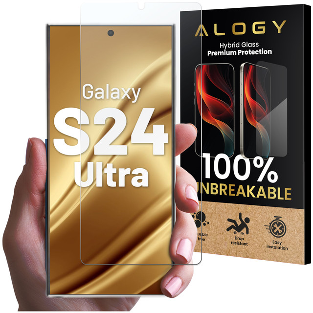 Hybrid Glass for Samsung Galaxy S24 Ultra for Alogy Flexi Glass 9H Case Friendly Flat Screen Protector