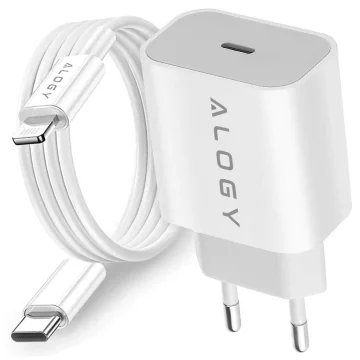 Alogy wall charger fast USB-C PD 20W Lightning cable 1m White