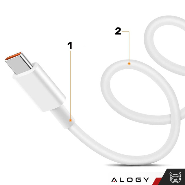USB - USB-C Type C Cable Alogy Strong Fast 67W 6A PD 1.5M Cable White