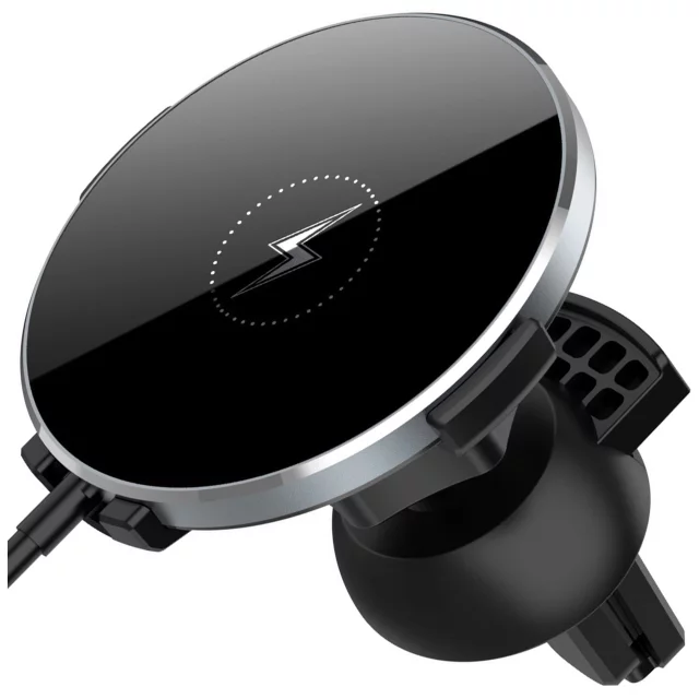 2-in-1 car holder with Alogy Airvent MagSafe QI Charger for MagSafe 15W inductive charger Black