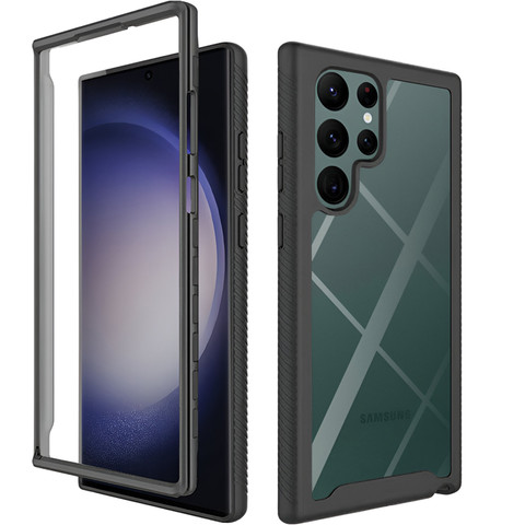 Pouzdro pro Samsung Galaxy S24 Ultra Armored Cover Hydrogel Screen Film Case 360 ​​​​Defense Pro Black