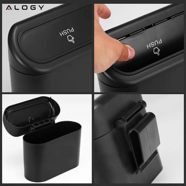 Car Trash Can Organizer Mini Small Portable Garbage Can for Car Home Car Alogy Black