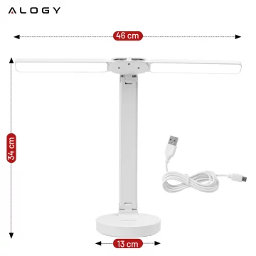 Lamp Alogy double LED desk lamp standing on the desk with a battery school draftsman White