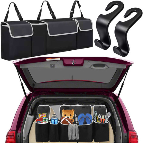 Car organizer Bag for the trunk of the car car large trunk for the seat with Velcro Alogy Black 2x headrest holder
