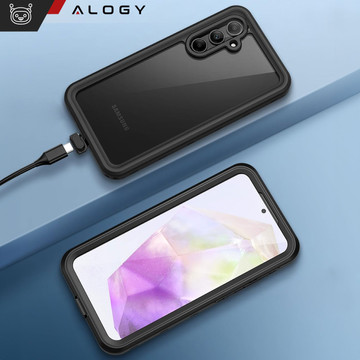 Case for Samsung Galaxy A35 5G Armored Waterproof IP68 360 Armor Case Built-in Glass Alogy Black