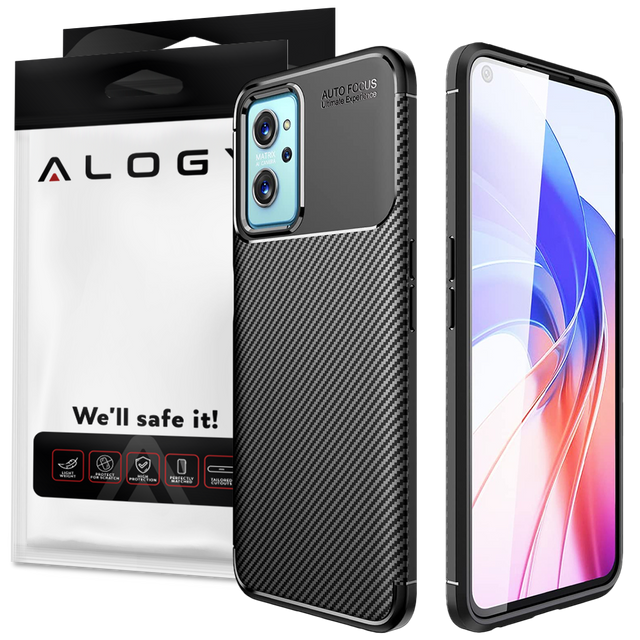 Etui do Realme 9i Alogy Rugged Armor obudowa TPU Carbon Black + Szkło