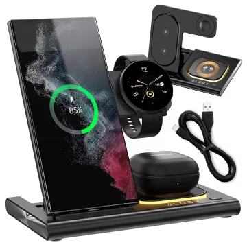 Wireless Charger for Samsung: 3 in 1 Wireless Charging Station for Samsung Galaxy Watch 7/6/5/4/3 Pro Classic, Galaxy Buds for S24 Ultra, S23, S22, S21, S20, Note 20/10, Z Fold