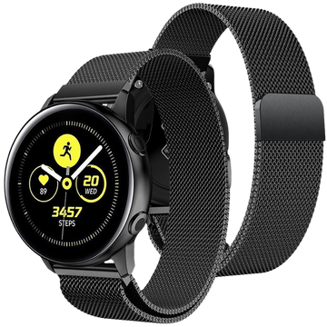 Milanese Armband Alogy Armband Edelstahl für 22mm Smartwatch Schwarz