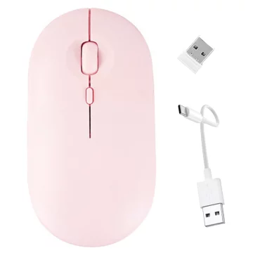 Alogy Wireless Mouse Ergonomic Small Mouse for Laptop PC Bluetooth 2.4GHz Silent Pink