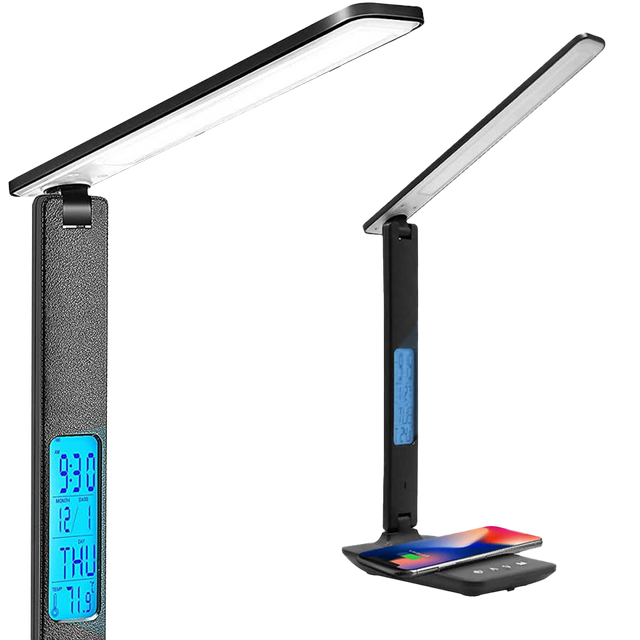Stolní lampa Alogy LED 10W Qi indukční nabíječka s displejem Černá