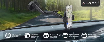 Car Phone Holder 7.2" for Truck Bus Lorry Excavator Car Long 43cm for Windshield Cockpit Alogy Black