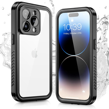 Pouzdro pro iPhone 14 Pro Waterproof Armored 360 Case Krytí objektivu hybridního fotoaparátu IP68 Vodotěsné černé