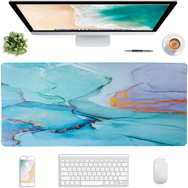 Desk pad for mouse keyboard Anti-slip gaming protective mat XXL 90x40 Alogy Marble Green