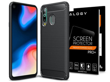 Etui Alogy Rugged Armor do Samsung Galaxy A60/M40 czarne + Szkło hartowane