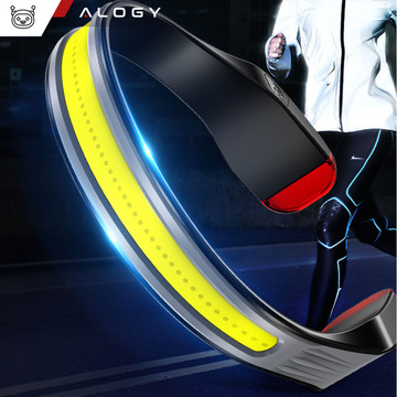 2x COB LED headlamp for running on a bike, powerful, rechargeable, USB Type C, Alogy headlamp, IPX4, black