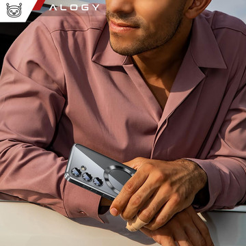Hülle für Samsung Galaxy S24 Plus Mag Safe Glamour Case Ringgehäuse Kameraschutz Alogy Schwarz Transparent