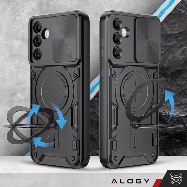 Case for Samsung Galaxy S25 Plus armored Slide Case Ring camera protection housing Alogy CamGuard Pro black